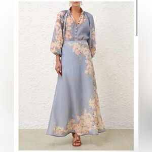 Zimmermann CASCADIAN BIAS SKIRT linen resort size small NWT